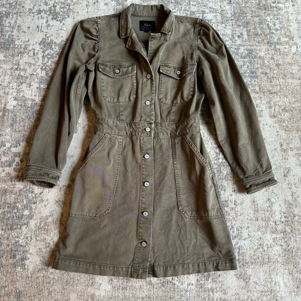 Rails Utility Shirt Dress Olive Green Button Front‎ Mini Dress Size Small - Picture 2 of 8